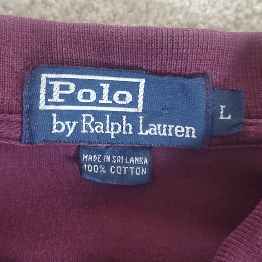 Polo Ralph Lauren Men's Knit Pullover SZ L Burgundy 1/4 Zip Long Sleeve SEE COND